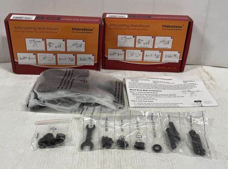 (2) Articulating wall mounts for flat panel TVs/monitors, new in boxes ...