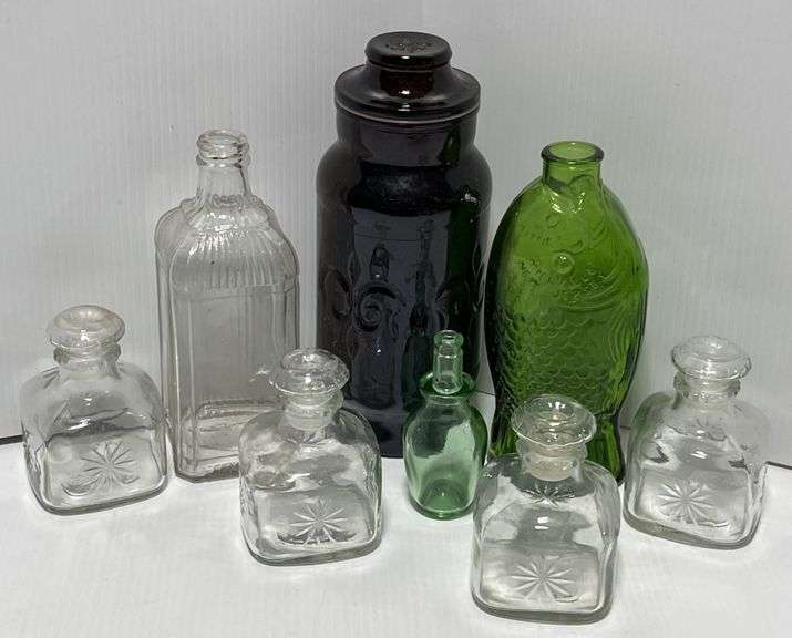 (8) Older bottles, include 4 Stopped bottles, 2 3/4"Sq. x 4"H; 1970s