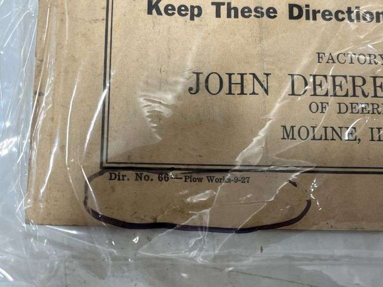 (13) Vintage John Deere equipment owner manuals, includes 1927 John