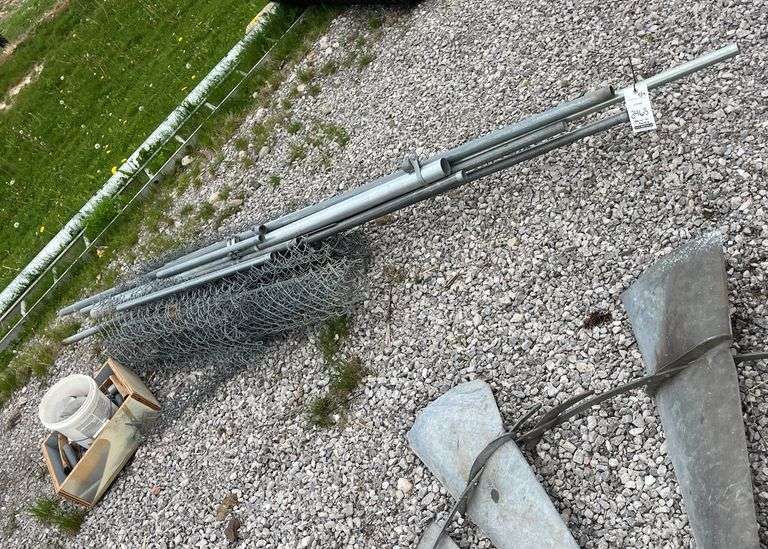 Chain link fence sections, approx. 32' total, includes: 8' corner post ...
