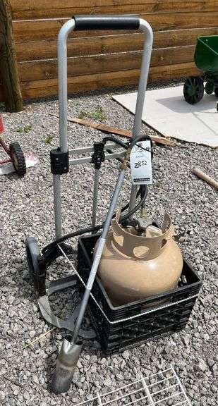 Hand cart with propane tank and weed burner/ice melting torch ...
