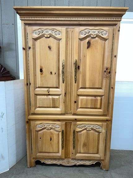 Very large solid wooden armoire, no pole, 49"W x 23"D x 81"H, good
