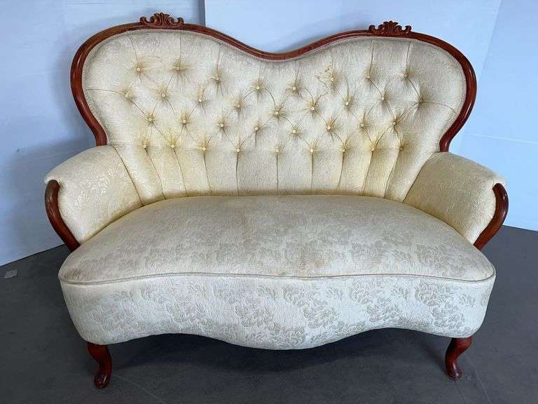 Older loveseat, 54"W x 36"D x 16"H to seat, will need light cleaning