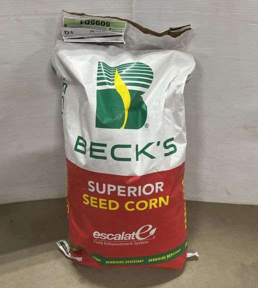Bag of Beck's corn seed with escalate yield enhancement, herbicide