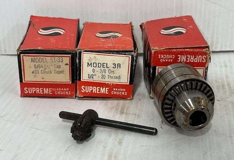 (3) Supreme Machinist Chucks, all NIB, model 3T-2, model 3R, model 5T ...