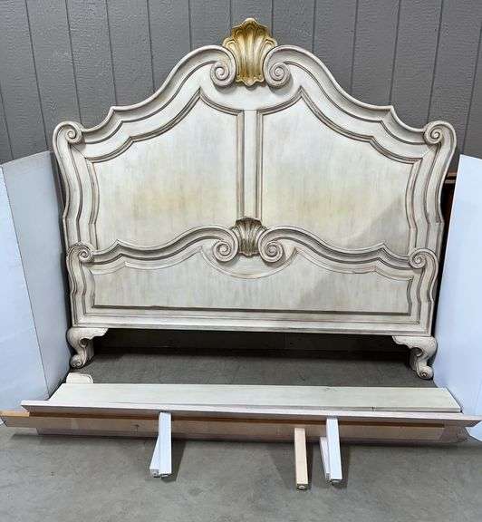 French inspired Universal Furniture king bed, headboard- 81" x 72", very nice