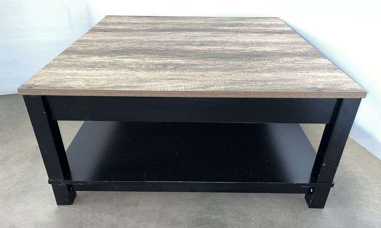 Ameriwood Home gray wood square coffee table, 35 1/2"W x 35 1/2"D x 17"H, excellent
