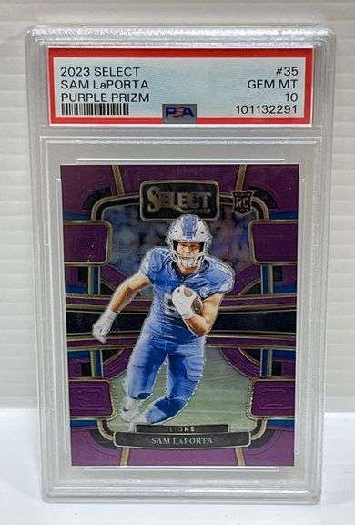 2023 Panini Select #35 Sam LaPorta "Purple Prizm" Rookie Card, No. 64 of 75