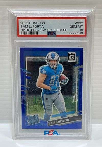 2023 Panini Donruss Optic Preview #332 Sam LaPorta "Blue Scope" Rookie Card