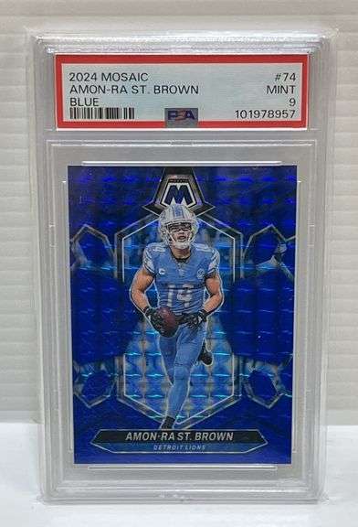 2024 Panini Mosaic #74 Amon-Ra St. Brown "Blue" Card, No. 94 of 99