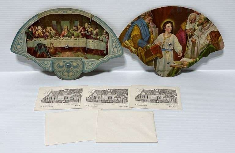 Methodist Envelope (2) Antique advertising fans, 1920s to 1930s, Briggs Funeral Home of ...