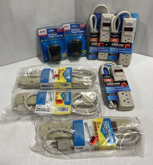 (8) Chicago Electric power strips, includes: Three- 4-Outlet, Three- 6 ...