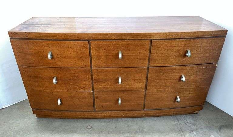 Mid-century 9-Drawer dresser, 60"W x 21"D x 32"H, needs refinishing