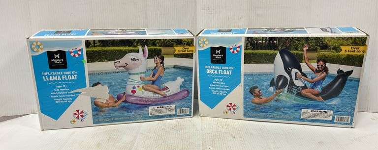 Inflatable Orca Riding (2) Inflatable ride-on floats: 1- Llama, and 1- Orca, both new ...
