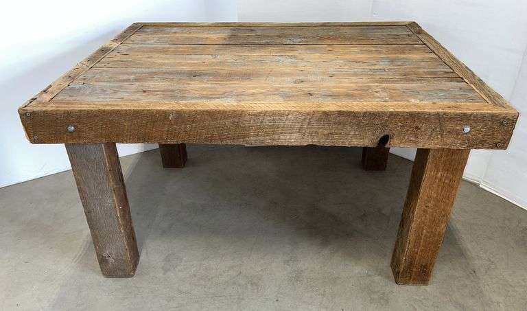 Barnwood table, 45 3/4"W x 36"D x 25"H