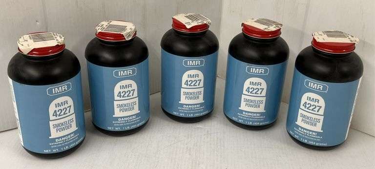(5) 1 lb. Bottles of IMR-4227 Powder - Albrecht Auction Service