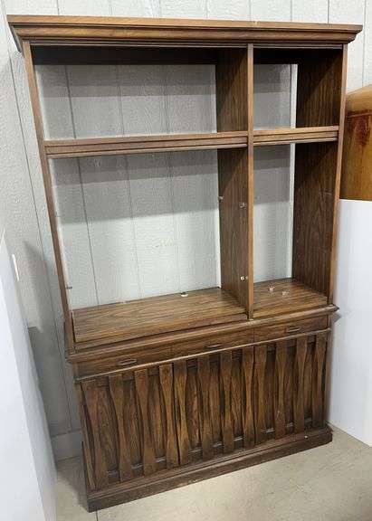 Older wooden cabinet with hutch, 49"W x 16"D x 74 1/2"H, some nicks and rubs