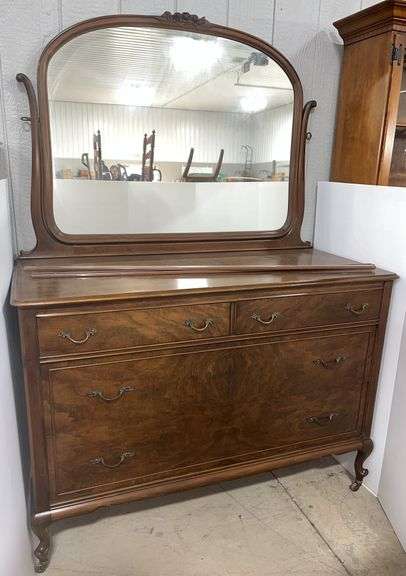 Antique 4-door dresser on casters, 51"W x 23"D x 69"H, nice, some wear