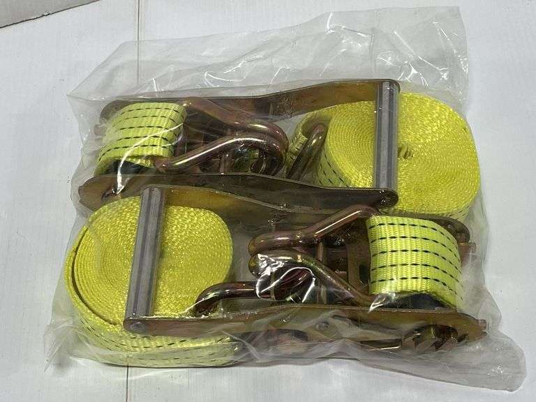 Ratchet Tie Down Straps 2'' X 15' Heavy Duty Yellow Polyester Trailer With Double J Hook,5000 LBS Break Strength,Cargo Straps For Moving Appliances, Lawn Equipment & Motorcycles KODIAK STRAPS (2PACK - View #10