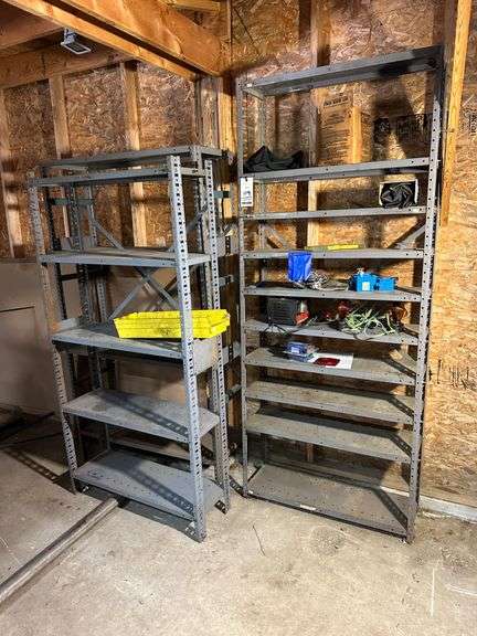 Automotive Assortment and (3)-Metal Shelving Units (6' high x 3' wide x 12" deep, 6'3" high x 3'6" wide x 15" deep and 7'2" high x 36" wide x 12" deep)