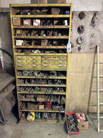 Metal Storage Unit Loaded Full of Hardware (84" high x 37" wide x 12" deep)