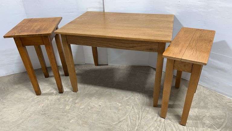 Set of (3) Rectangular work tables, includes: One- 42"W x 30"D x 30"H, One- 21"W x 17"D x 30"H, and One- 27"W x 12"D x 28"H, all good