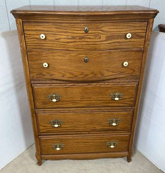 5-Drawer chest, 38"W x 21"D x 55"H, good