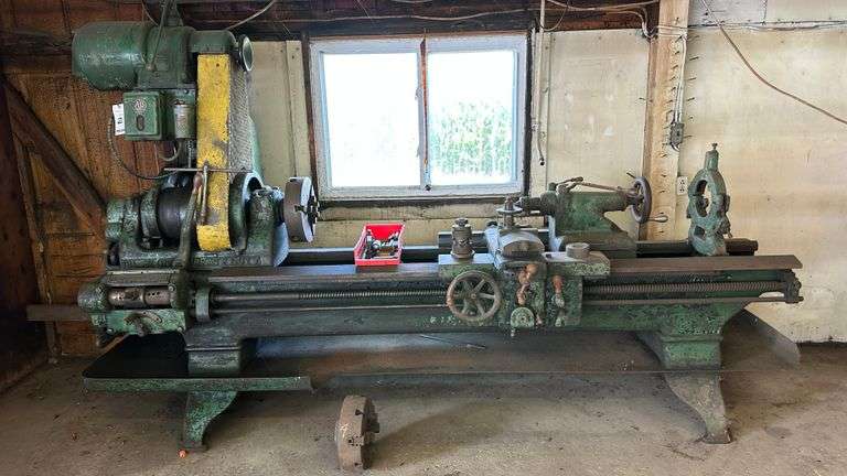 *LeBlond Lathe with 80" Bed and 10" Swing, 3-phase, Live Center, Steady Rest, 3 and 4 Jaw Chucks.  Comes with Tool Holder, Bits and Boring Bars. Working Condition.  *NOTE:  The buyer of this piece will need to hire a Licensed and Insured Machinery Mover for the load out and hauling of this item.  Dates and Times for the removal of this item will be coordinated with the owner Marv Maust within Seven Days from the auction close date.  The owners are relocating, and prompt removal is required.