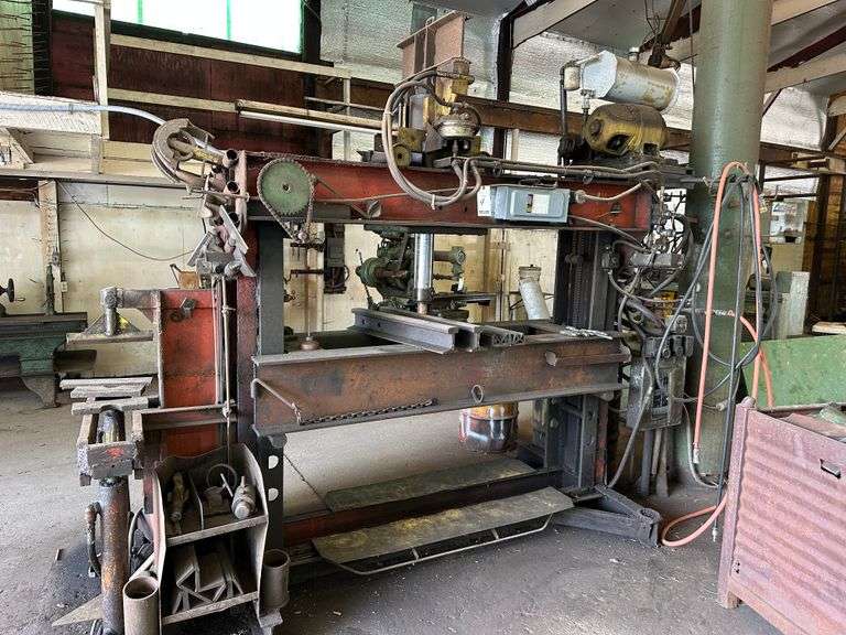 60-ton Shop Built Press, 68" width by Approximately 16" high, 220 volt, Single Phase.  Excellent Working Machine.