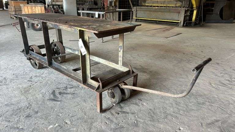 Heavy Duty Steel Welding Bench with Moving Trolley Handle, 24" x 72" x 31" high