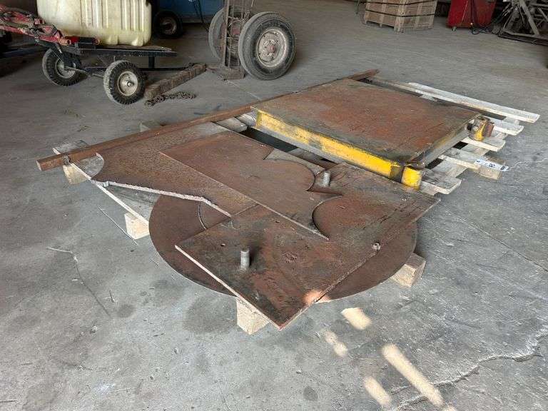 Group with Top From a Previous Welding Table (34" x 34" x 1/2" thick top); Assortment of Steel Plate (assorted sizes) and 1-1/2" x 1-1/2" Solid Bar (100" long)