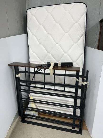 Twin size mattress and headboard, memory foam, medium density mattress, headboard and frame have 2-USB and 1-electrical outlets, used in spare room for 3 months, used, like new