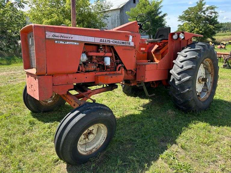 1969 Allis Chalmers One-Ninety XT Series III D Tractor, Ser. No. 24036, 3-pt., PTO, Hydraulics, Quick Hitch, 18.4-34 Tires (one aired up, one no air with bad rim), Runs Good