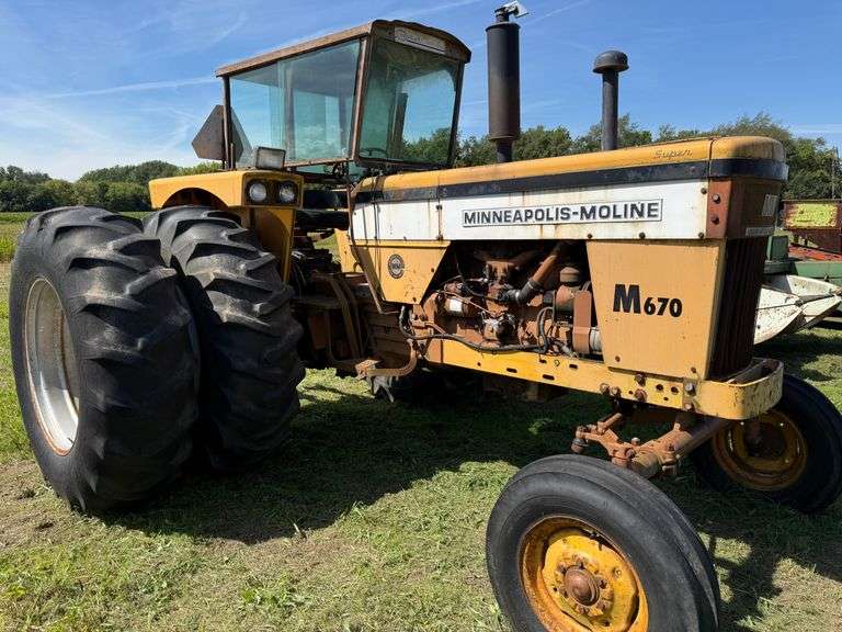 1966 Minneapolis Moline M670 Gas Tractor with Added Cab, Ser. No. 29903315, 3-pt., PTO, Hydraulics, 18.4-34 Duals (hold air), Thought to be the "Super Gas" Model, Running Condition Unknown