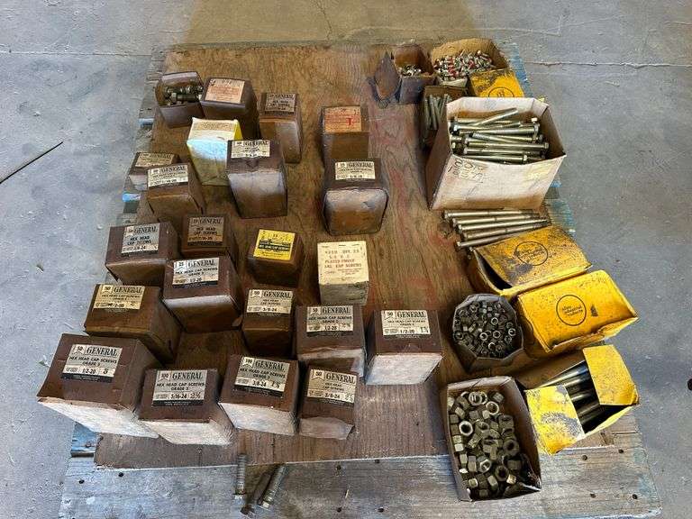 Large Quantity of Hex Head Cap Screws and Nuts, Assorted Sizes