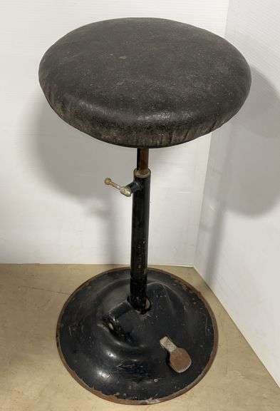 Antique tilting doctor/dentist rotating bar stool, seat- 12"Dia, 27"H, used