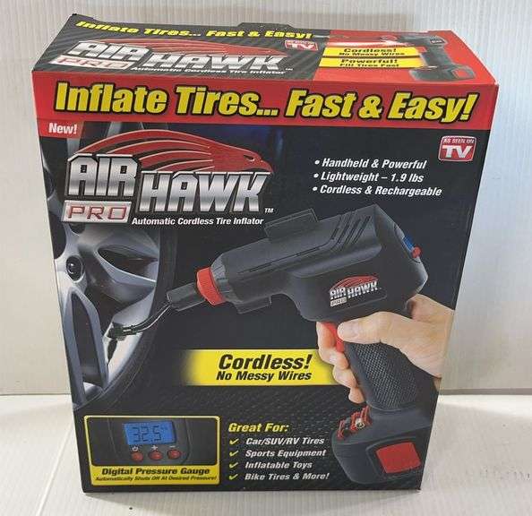 Air Hawk Pro cordless tire inflator, NIB - Albrecht Auction Service