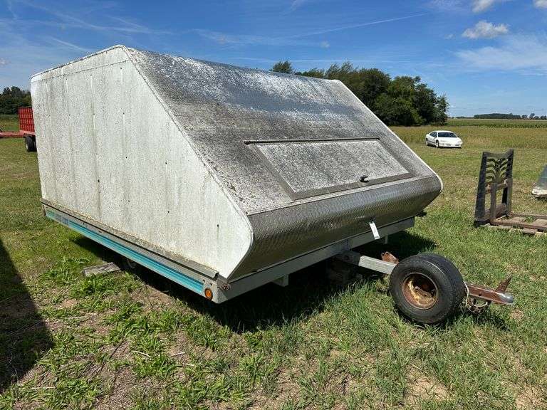 1994 Rough Rider Aluminum 2-Place Snowmobile Trailer, VIN:  1R9ST1010SE223378, 10' x 8' wide, Wood Ramp, 2" Ball Hitch, Tires Hold Air