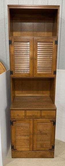 Older Ethan Allen 2-piece cabinet, 24"W x 13"D x 78"H, nice, some wear