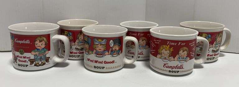 (6) Campbell's soup mugs, 1993 and more, 3 3/4"Dia x 3 1/2"H
