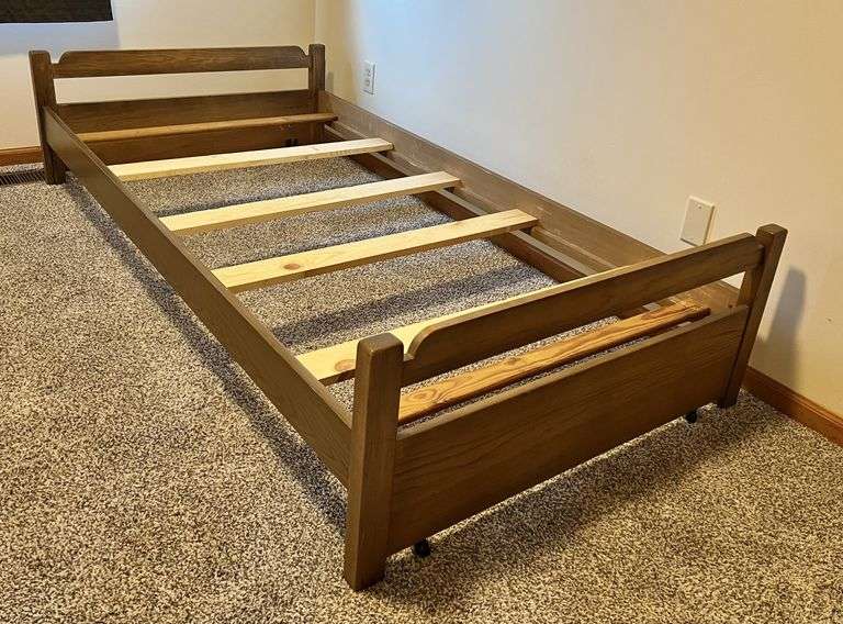 Twin bed frame, 41"W x 79"L x 17.5 "H, good