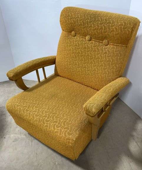 Arm chair, swivels and rocks, seat- 24"W x 18"H