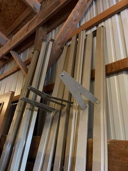 (11) Pieces of metal rack cross pieces, fits approx. 8' shelf, 2 3/4