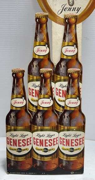 Jenny Light Lager Genesee Beer Cardboard Sign - Albrecht Auction Service