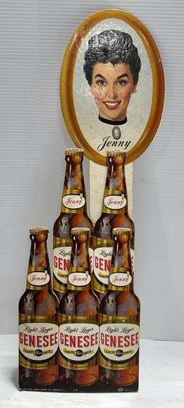 Jenny Light Lager Genesee Beer Cardboard Sign - Albrecht Auction Service