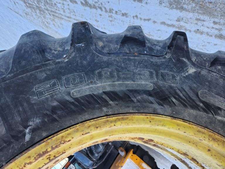 (4)-Goodyear 20.8x38R1 8-Ply Tires and Rims, Removed from a John Deere ...