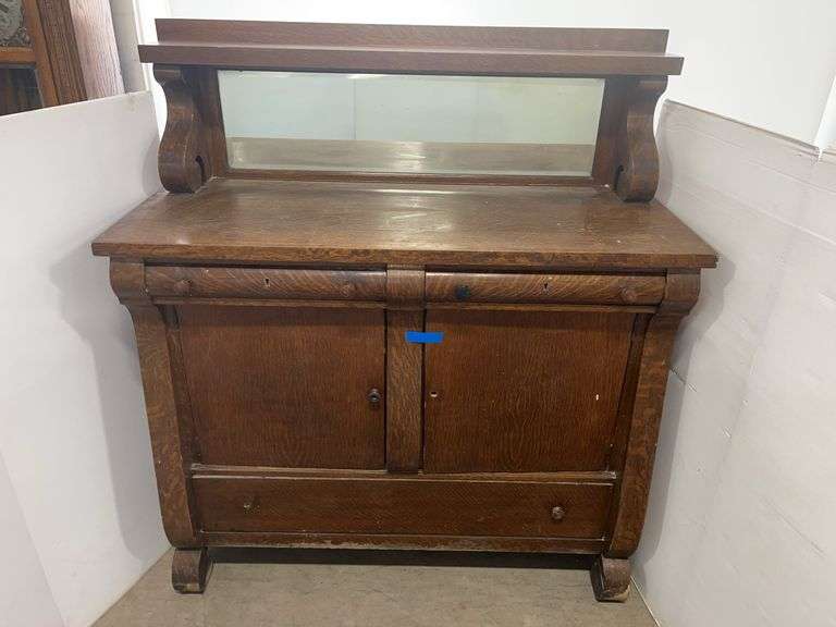 Antique Oak Veneer Buffet