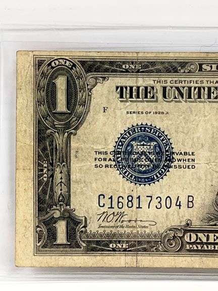 1928 $1 "Funny Back" Note, 1st Year of the Small Note - Albrecht ...