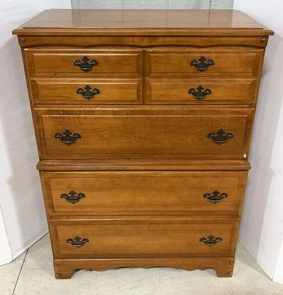 Maple 4-Drawer Jewelry Chest, Slides Work Good, Solid Maple, Watermark on Top
