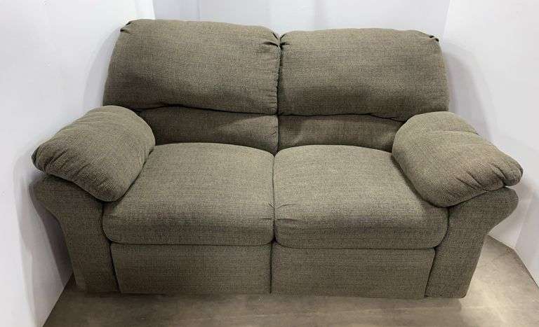 Green loveseat, 64"W, needs cleaned